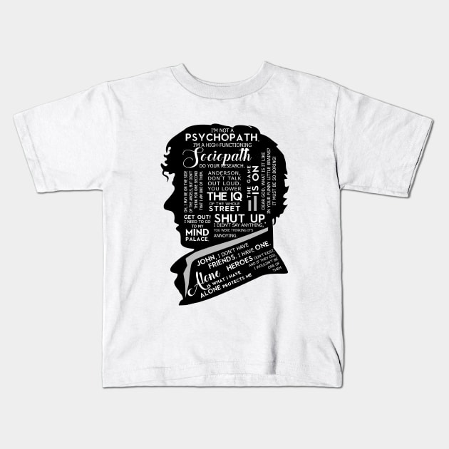 Sherlock Holmes Quotes Kids T-Shirt by KsuAnn